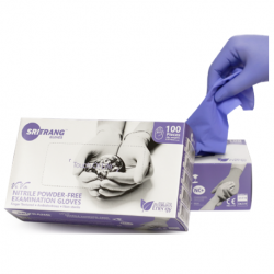 Sri Trang Disposable Nitrile Powder-Free Exam Gloves, Violet Blue, 3.5gm, Medium (100pcs/box)
