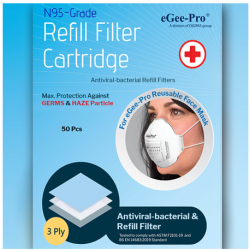 N95-Grade Antiviral-Bacterial Refill Filters For eGee Pro Reusable Mask, 50pcs/Pack
