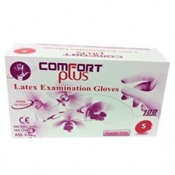 Comfort Plus Latex Examination Gloves Powder-Free, 6.2gm, 100pcs/box