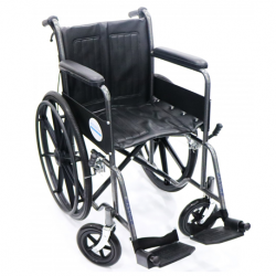 Assure Hammertone Steel Wheelchair with Detachable Armrest and Footrest, 18''