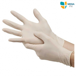 Mega Fit Disposable Natural Latex Glove, Powder Free, White, 100pcs/box X 10