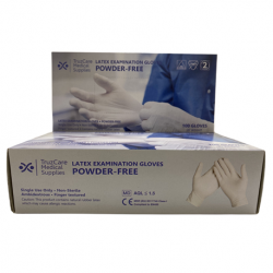 Disposable Latex Powder Free Examination Gloves, White, Small, 100pcs/box
