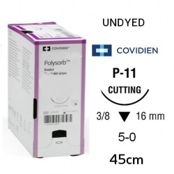 Covidien Polysorb Absorbable UNDYED Sutures 5-0 16mm P-11 45cm (36pcs/Box)