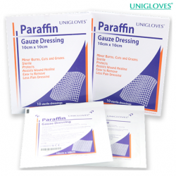 Unigloves Paraffin Gauze Dressing, 10cm x 10cm (10pouches/box)