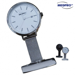 Medpro Deluxe Stainless Steel Nurse Watch with Calendar