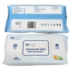 Disposable Premium Wet Wipes, Alcohol Free, 20cmx30cm (40pcs/pack)