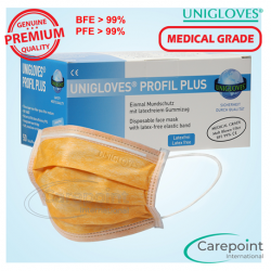 Unigloves 3pIy Surgical Face Mask Earloop, Orange, Medical Grade (40boxes/carton)