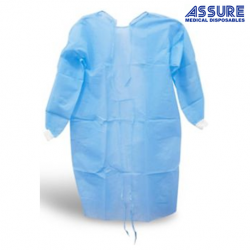 Assure Isolation Gown with Knitted Cuff, Individually Pack, Blue, 30gsm (100pcs/carton)