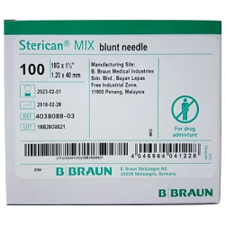 B Braun Non-Bevelled Drawing-Up Needles 18G X 1 &1/2'', 100pcs/box