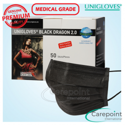 Unigloves 4pIy Black Dragon Disposable Carbon Face Mask, Earloop (50pcs/box)