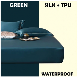 Medpro Waterproof Silk Single Bed Sheet, 90cm x 200cm, Dark Green, Each