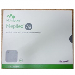Molnlycke Mepilex Ag Antimicrobial Soft Silicone Foam Dressing, 12.5cm x 12.5cm (1pc/pack, 5pcs/box)