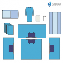 [5 Cartons] Leboo Sterilized Universal Pack 08, Blue (1pc/Header Pouch, 12pcs/carton)