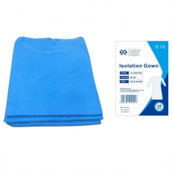 Disposable Non-woven Isolation Gown with cuff, Blue, 30gsm, 120x140cm, 10pcs/bag