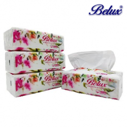 Belux Facial Tissue Paper Box Pulp, 3ply (130sheets/box, 50boxes/carton)