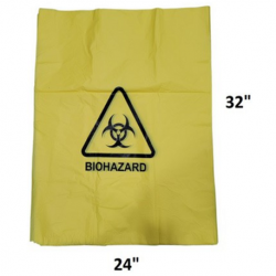 BioHazard Trash Bag, Yellow, 24'' x 32'' (100pcs/pack)